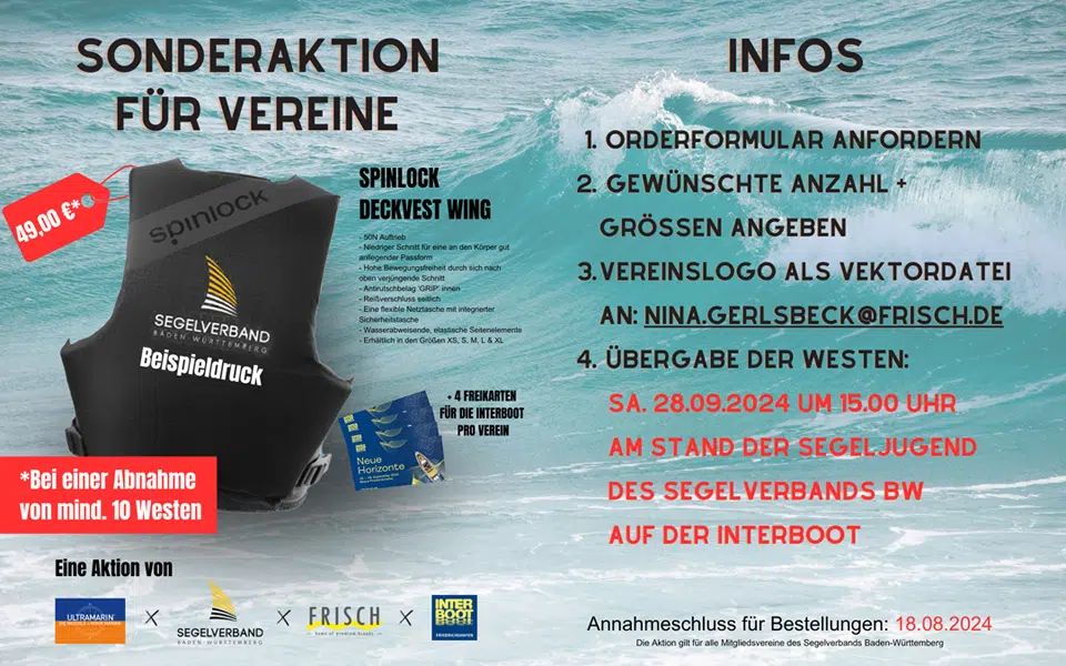 Aktion: Regattawesten mit Vereinslogo für unsere Mitgliedsvereine!